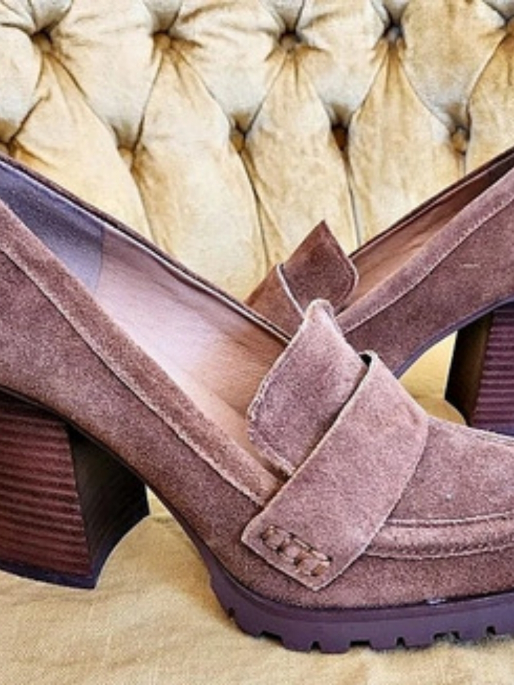 Crown Vintage Brown Block Heel Loafers